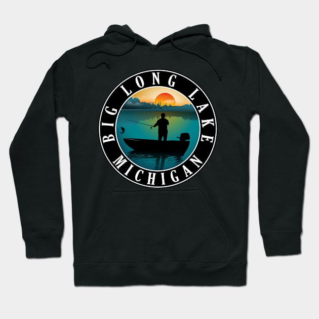 Big Long Lake Fishing Michigan Sunset Hoodie by BirdsEyeWorks